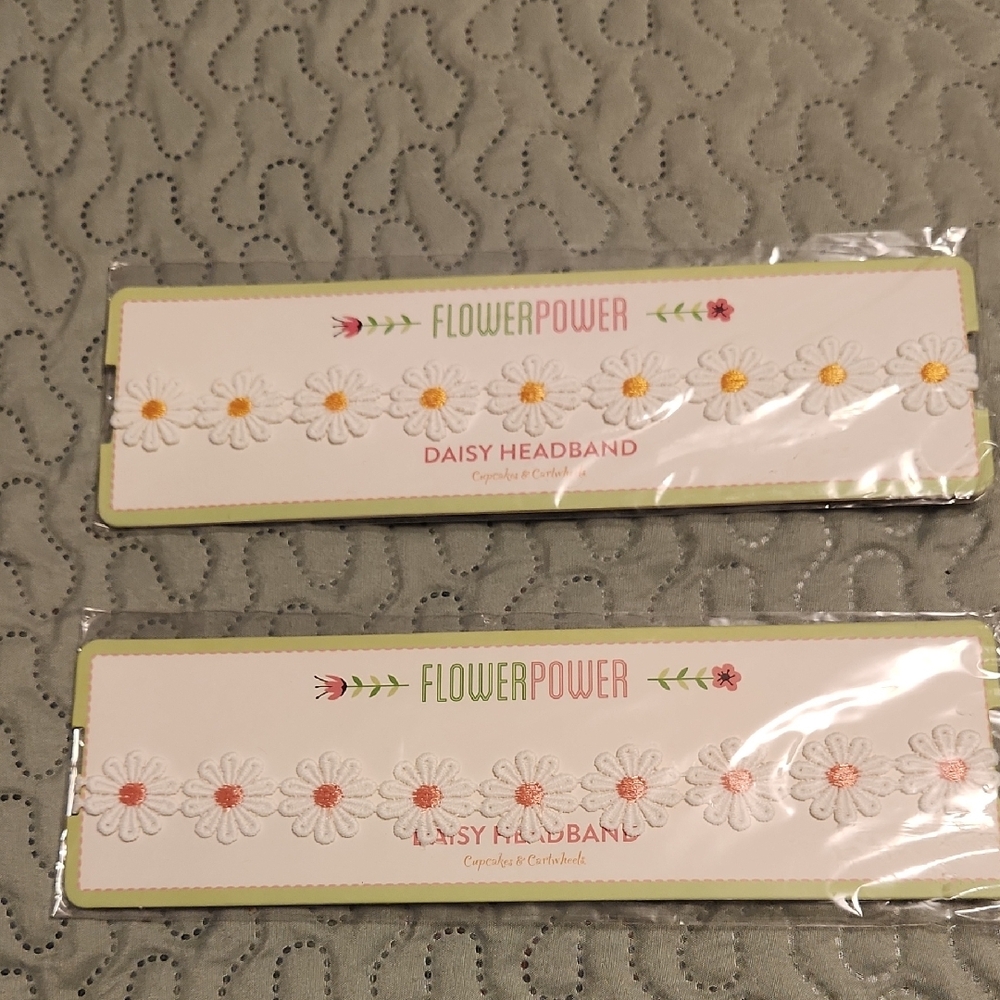 FlowerPower Daisy Headband - White with Yellow & White with Pink Daisy Accents